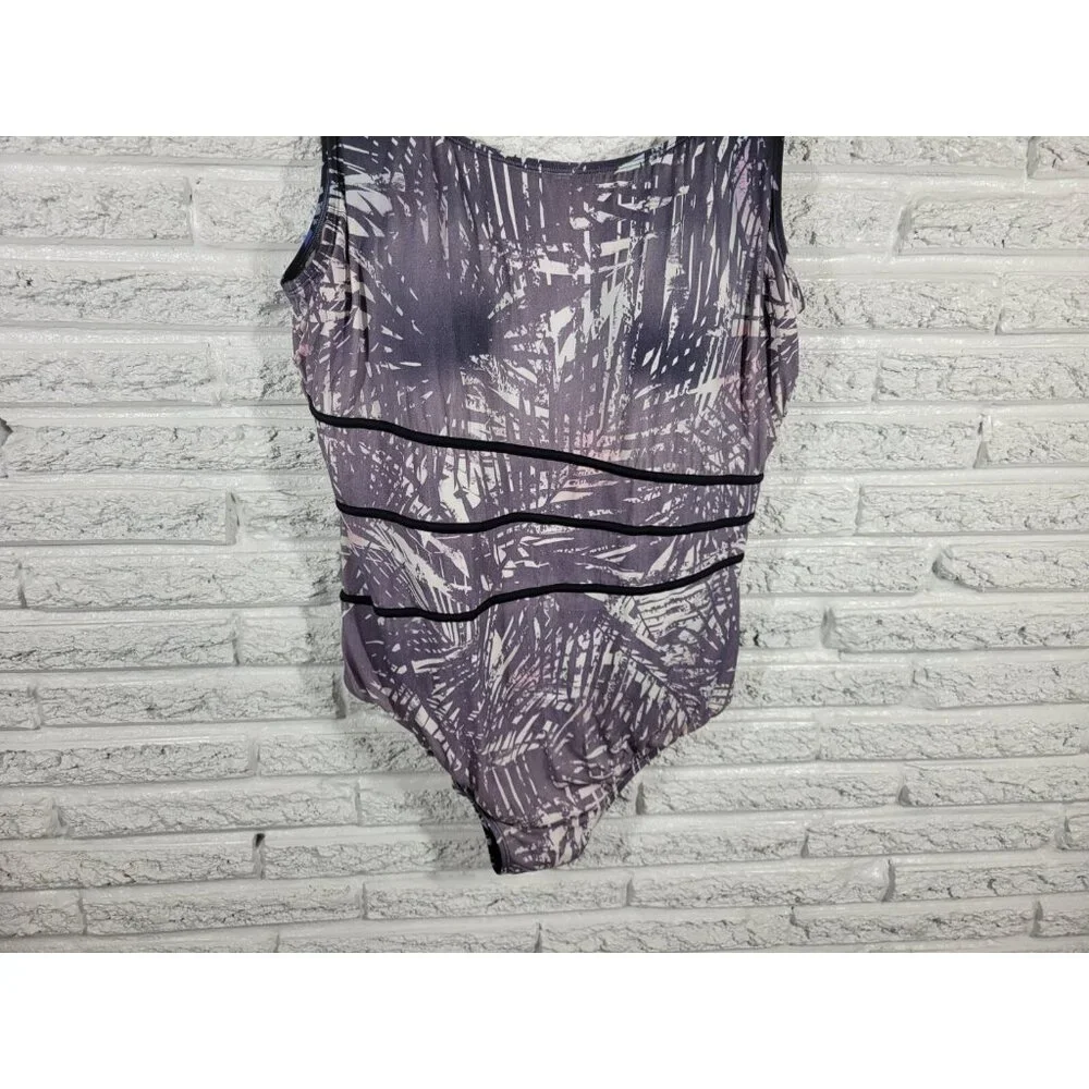 Swimsuits For All Womens Plus 22 One Piece Swimsuit Gray Watercolor Bra WAT99XE